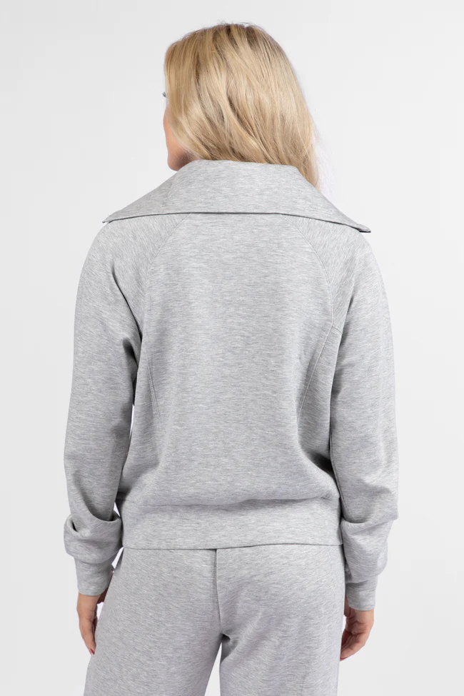 Let's Just Stay Heather Grey Quarter Zip Knit Pullover SALE - Terpint