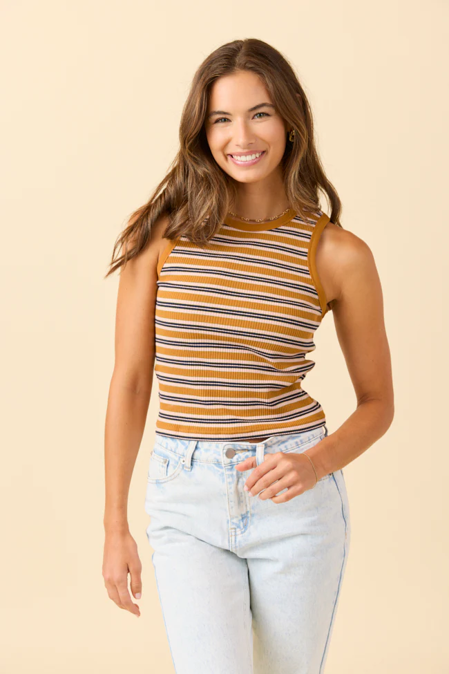 Alicia Orange and Pink Stripe Tank DOORBUSTER - Terpint