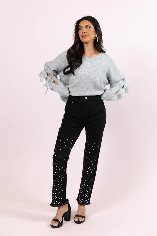 LaDonna Black Rhinestone Detail Jeans FINAL SALE - Terpint