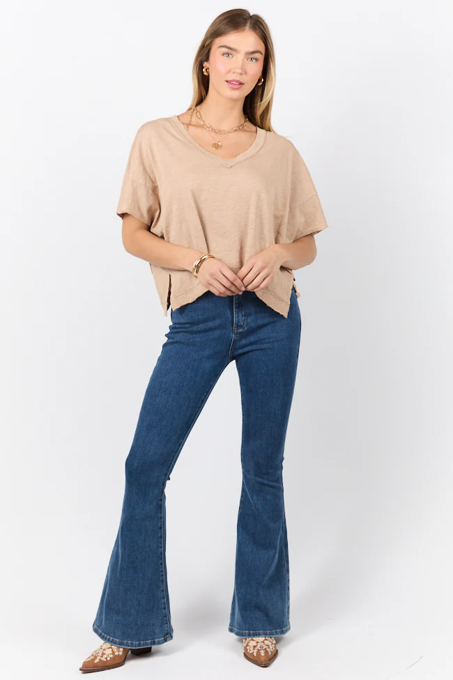 Rooted Essential Taupe V-Neck Tee FINAL SALE - Terpint