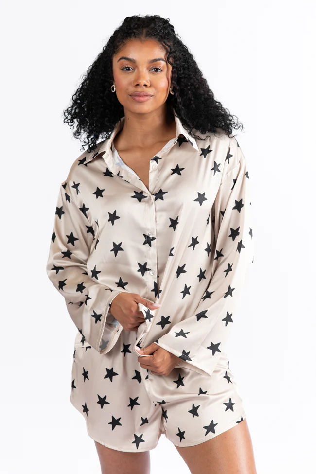 Pajama Party Neutral Stars Pajama Top FINAL SALE - Terpint