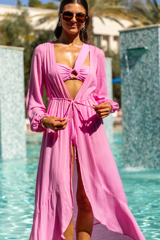 Shine On Pink Long Sleeve Swim Cover-up FINAL SALE - Terpint
