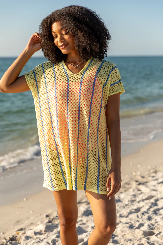 Never Ending Sunny Days Yellow and Blue Knit Cover Up FINAL SALE - Terpint