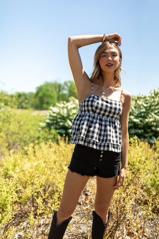 Gingham Grace Black Tank SALE - Terpint
