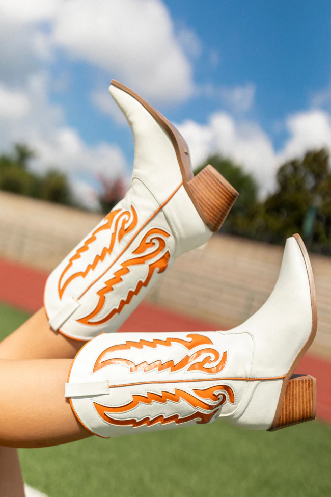 Patti Orange and White Western Boots - Terpint