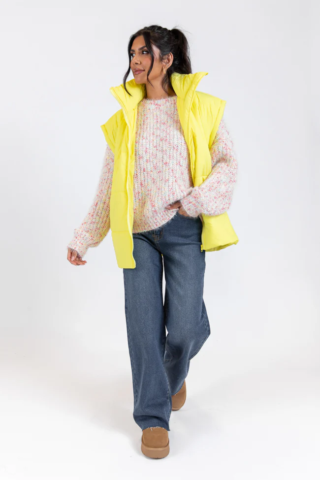 Going Upstate Yellow Oversized Puffer Vest FINAL SALE - Terpint