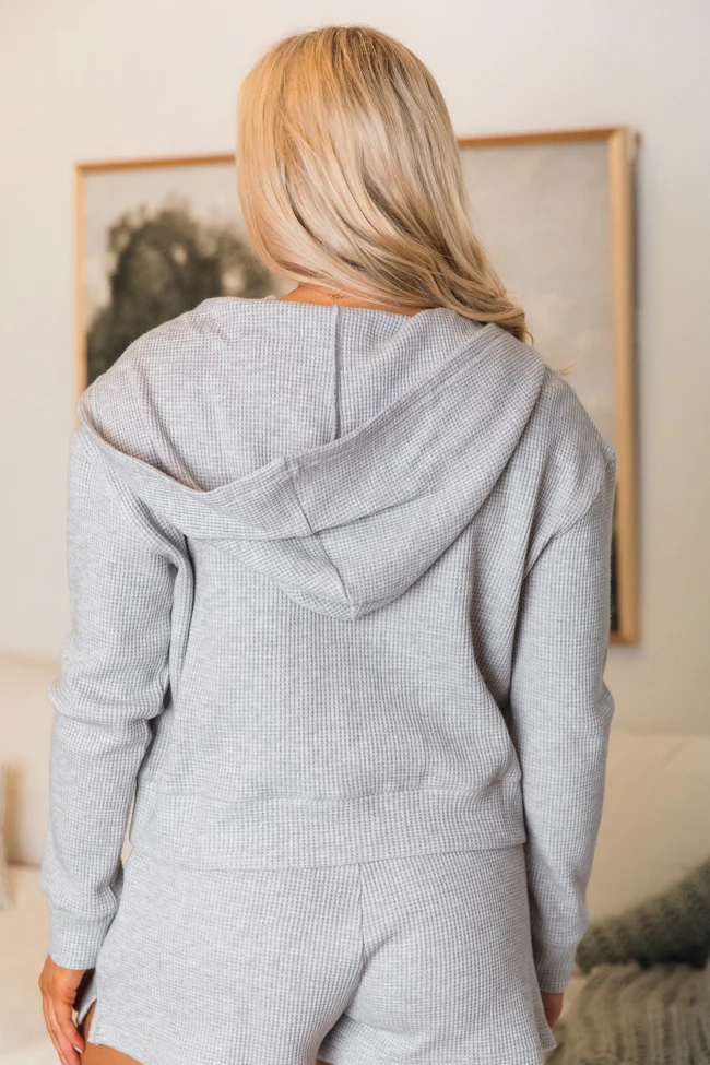 Essential Ease Grey Waffle Knit Zip Up Jacket FINAL SALE - Terpint