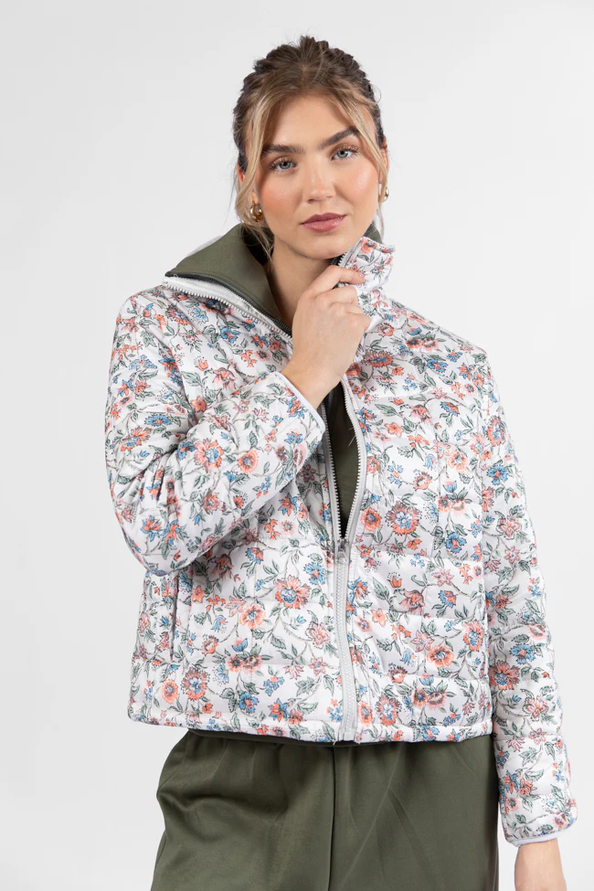 Vail Valley Pink Ivory Multi Floral Quilted Zip Up Jacket FINAL SALE - Terpint