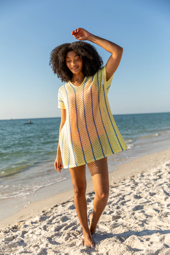Never Ending Sunny Days Yellow and Blue Knit Cover Up FINAL SALE - Terpint