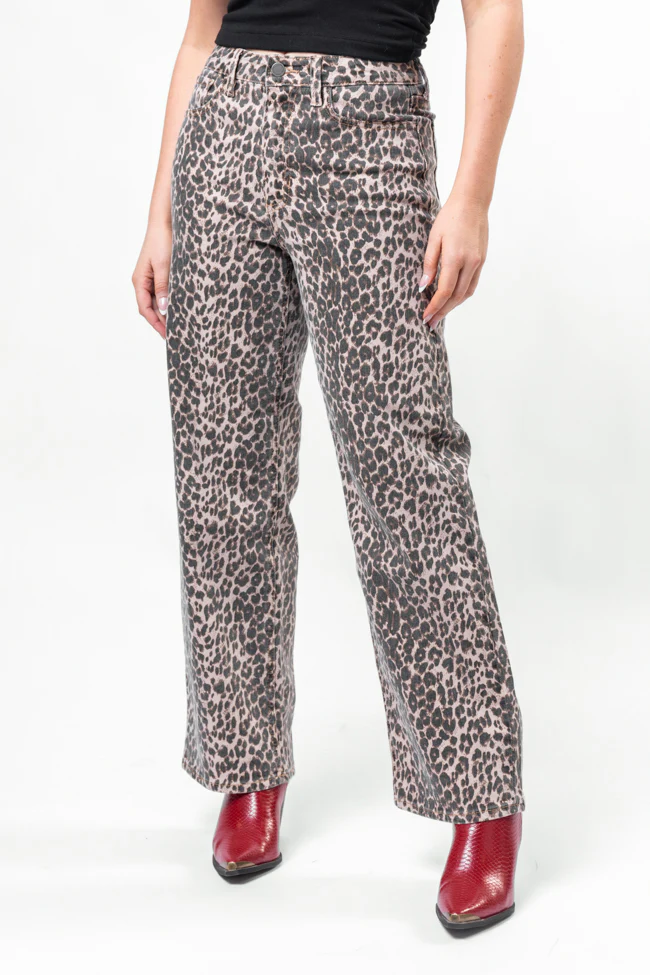 Primal Instincts Wide Leg Leopard Jeans - Terpint