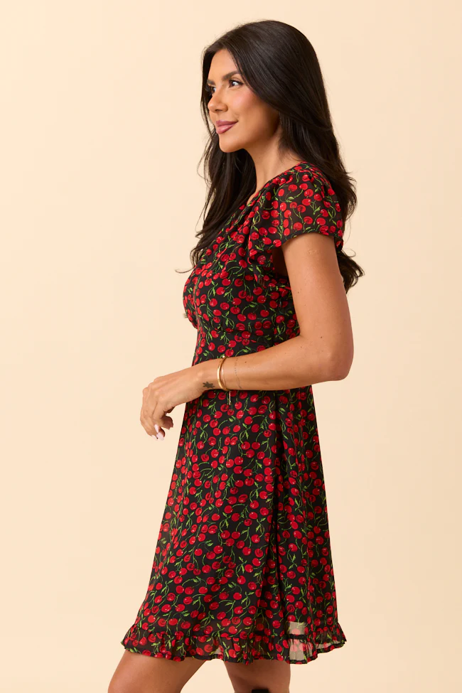 Amari Black Cherry Print Dress SALE - Terpint