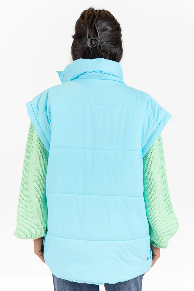 Going Upstate Blue Oversized Puffer Vest FINAL SALE - Terpint