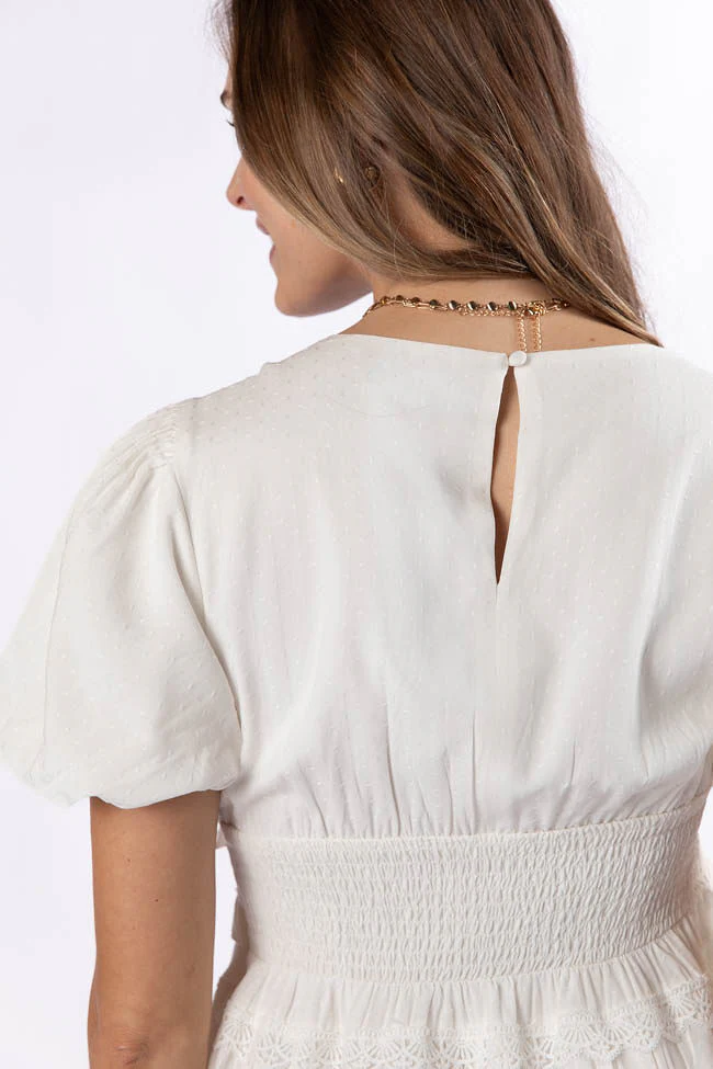 Enjoying Life White Ruffle Trim Mini Dress FINAL SALE - Terpint