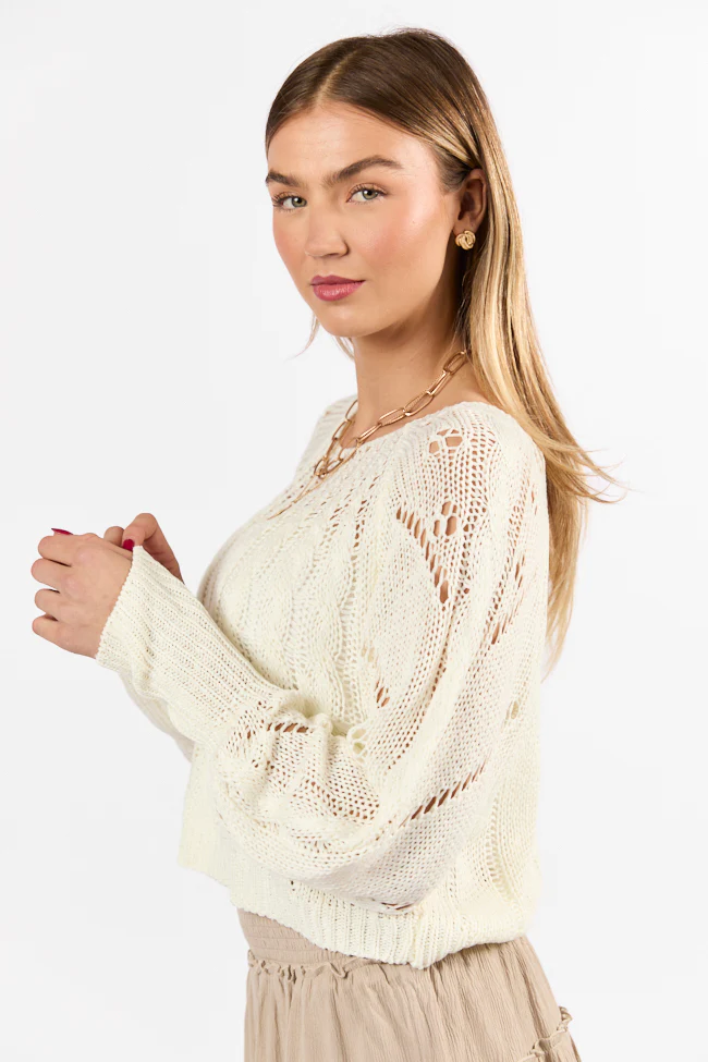 I'm Just Me Ivory Cable Knit Lightweight Sweater FINAL SALE - Terpint