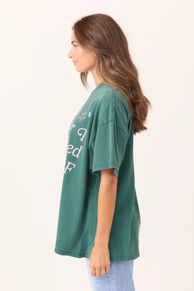 The Summer I Stopped Giving AF Dark Green Oversized Graphic Tee - Terpint