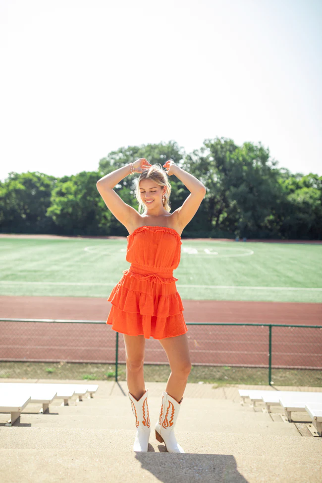 Jodie Orange Strapless Mini Dress - Terpint