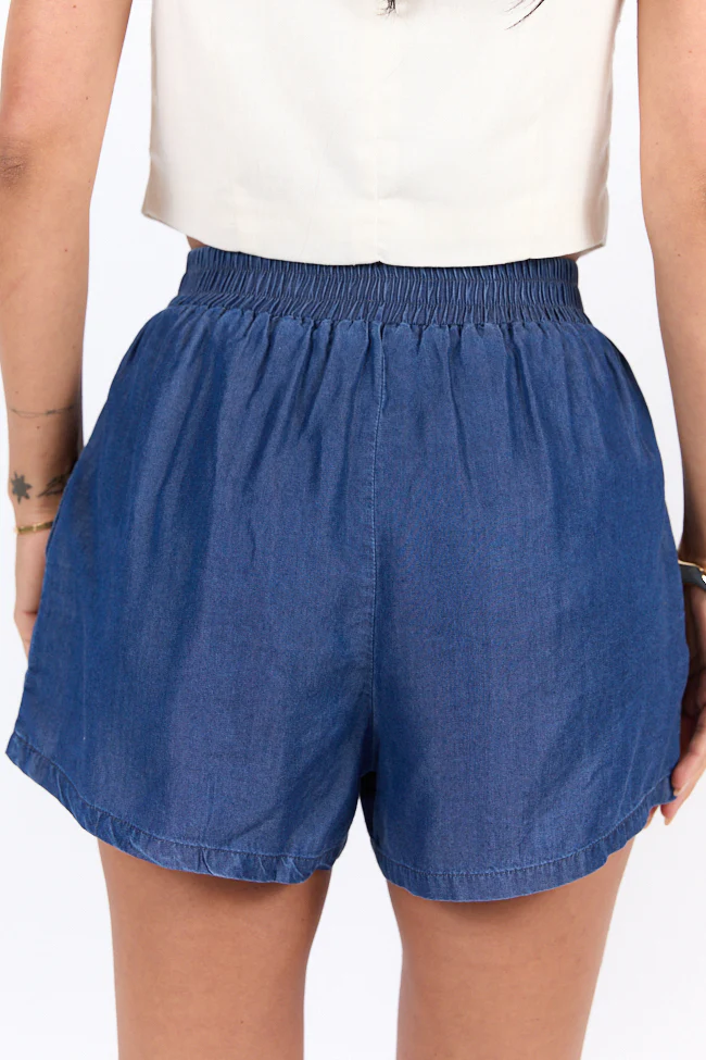 Daily Fit Dark Wash Pull On Chambray Shorts DOORBUSTER - Terpint
