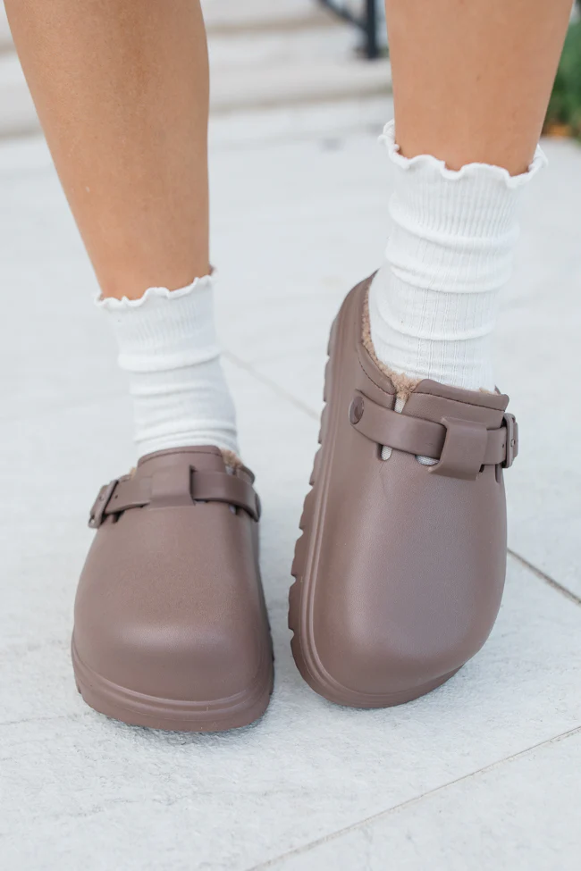 Palmer Chocolate Rubber Sherpa Lined Slip-on Clogs FINAL SALE - Terpint