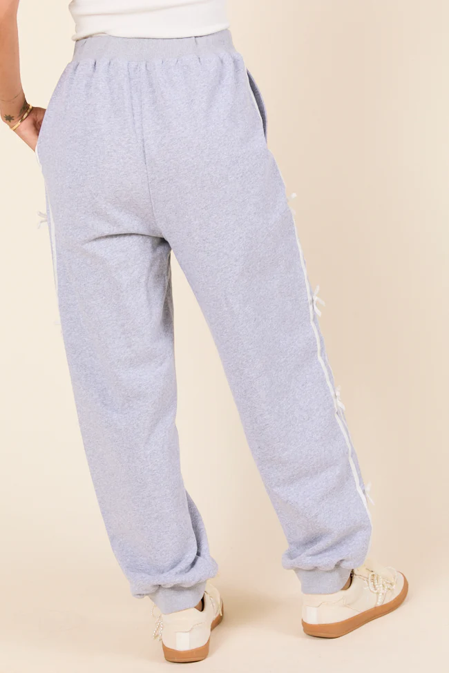 Kinley Heather Grey Side Bow Detail Pants - Terpint