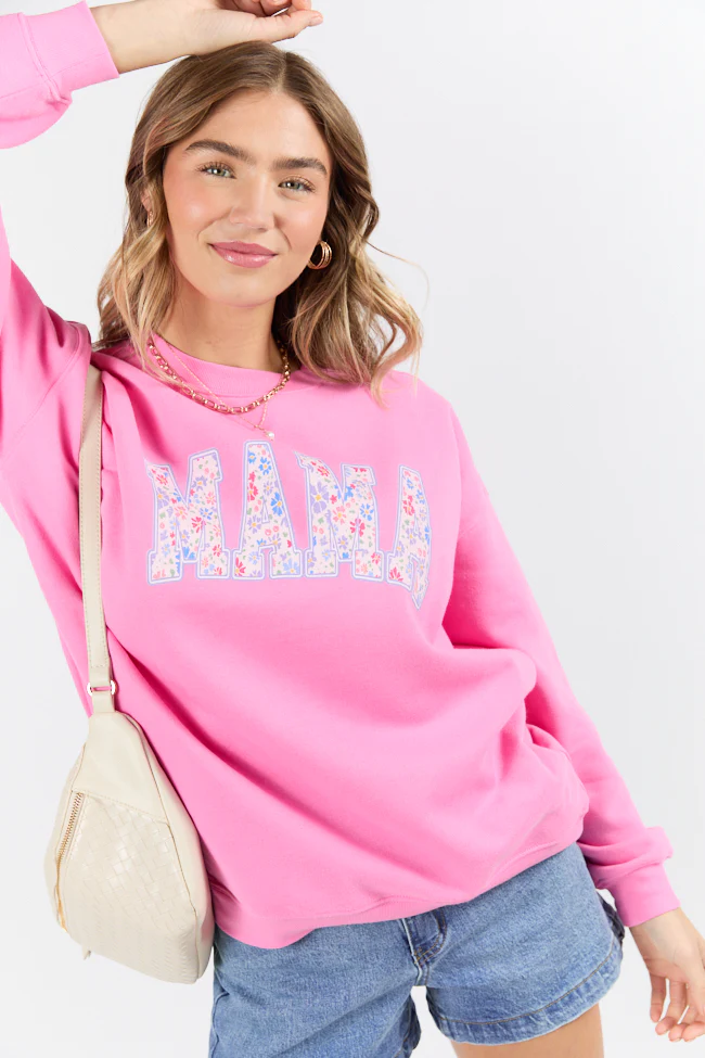 Mama Floral Pink Graphic Sweatshirt - Terpint