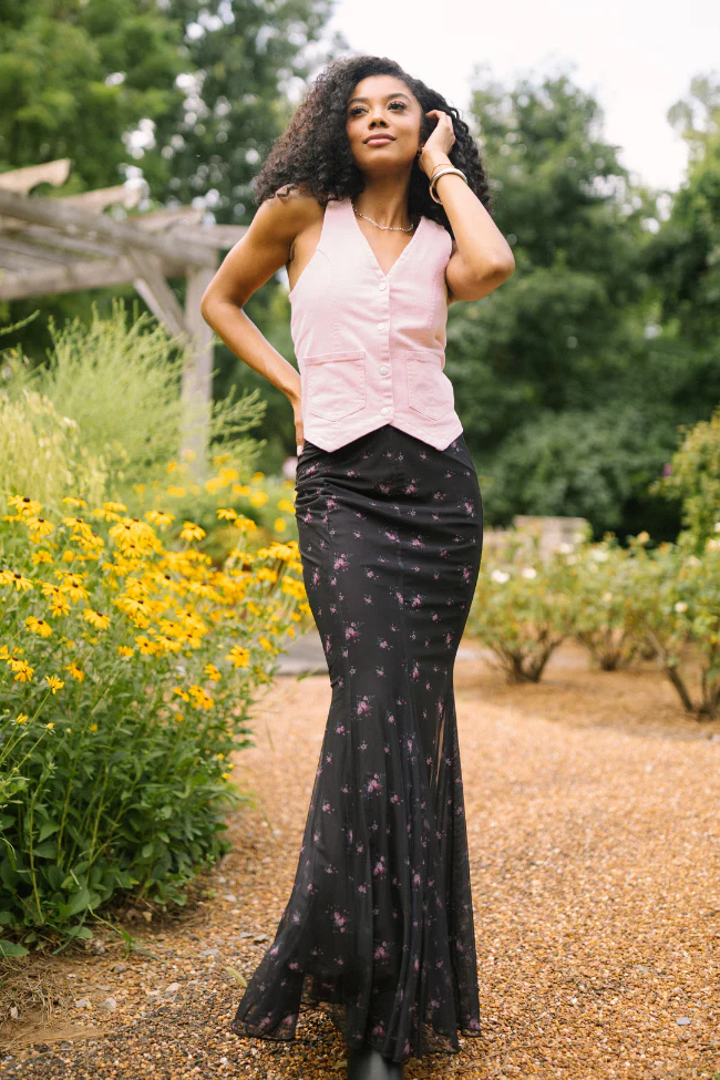 Beneath The Moon Pink Stretch Denim Vest - Terpint