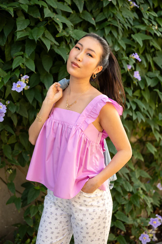 I Choose You Purple Bow Back Detail Woven Tank SALE - Terpint