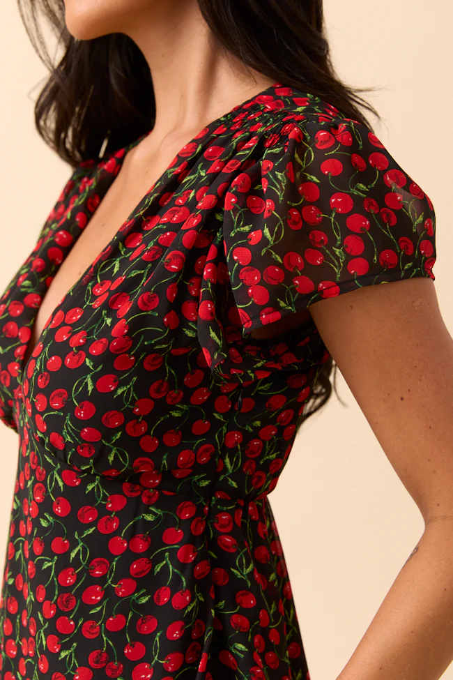 Amari Black Cherry Print Dress SALE - Terpint