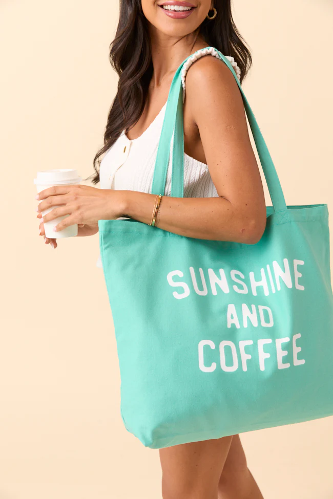 Sunshine and Coffee Sea Glass Green Graphic Tote Bag - Terpint