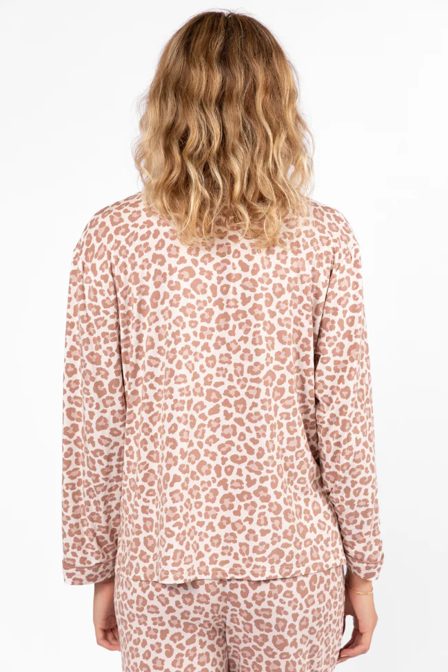 Under The Stars Neutral Leopard Pajama Top FINAL SALE - Terpint