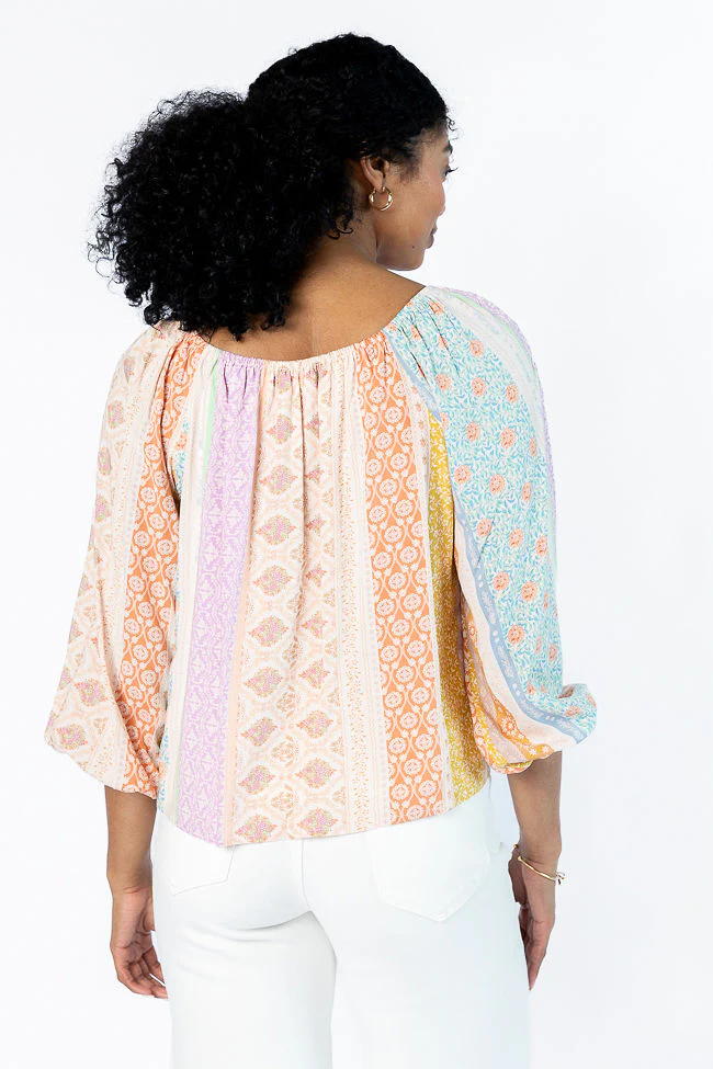 Come Along Multi Floral Patch Print Woven Pop Over Blouse FINAL SALE - Terpint