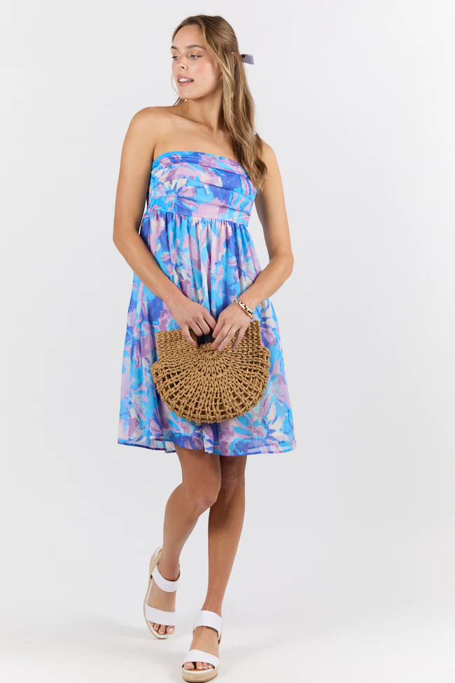 At The Oasis Multi Strapless Printed Mini Dress SALE - Terpint
