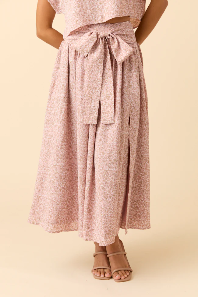 Cleo Pink Floral Tie Front Skirt Set - Terpint