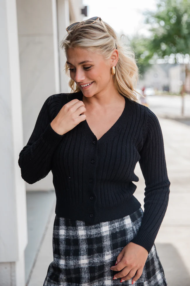 What You Needed Black Ribbed Cardigan FINAL SALE - Terpint