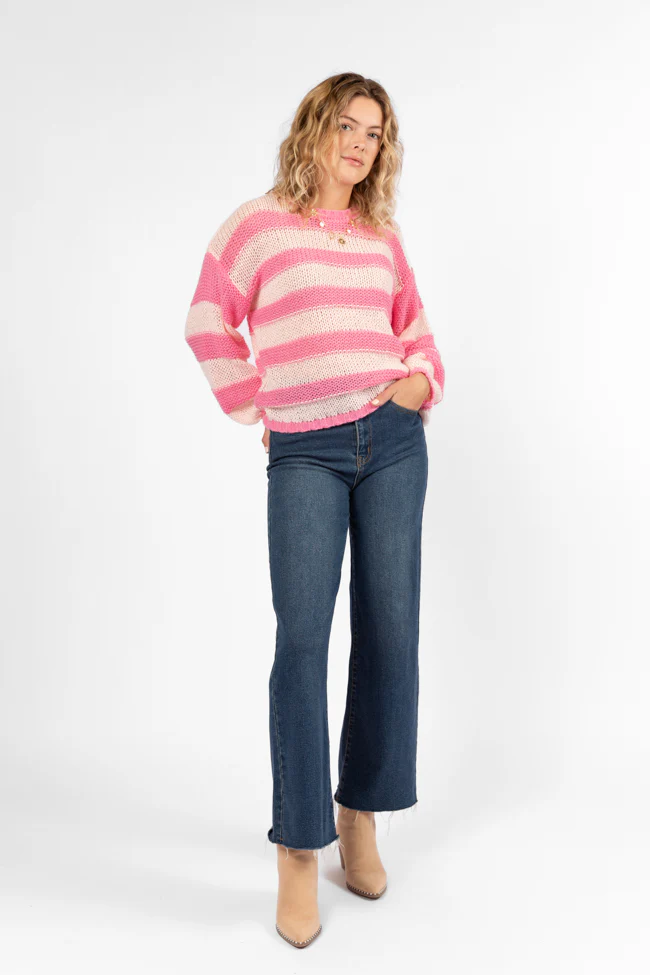 I Always Believe Pink Textured Stripe Sweater FINAL SALE - Terpint