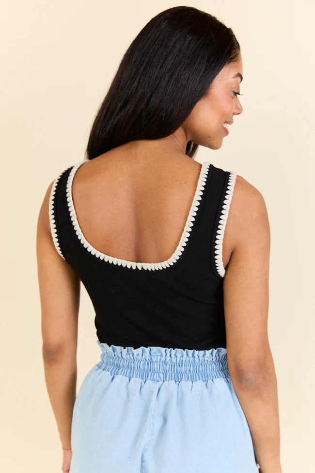 Pretty Please Black Whipstitch Knit Bodysuit - Terpint
