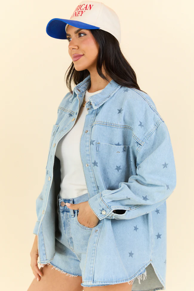 Born To Shine Star Denim Shirt SALE - Terpint