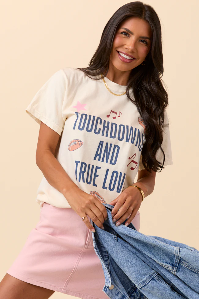 Touch Downs And True Love Ivory Graphic Tee - Terpint