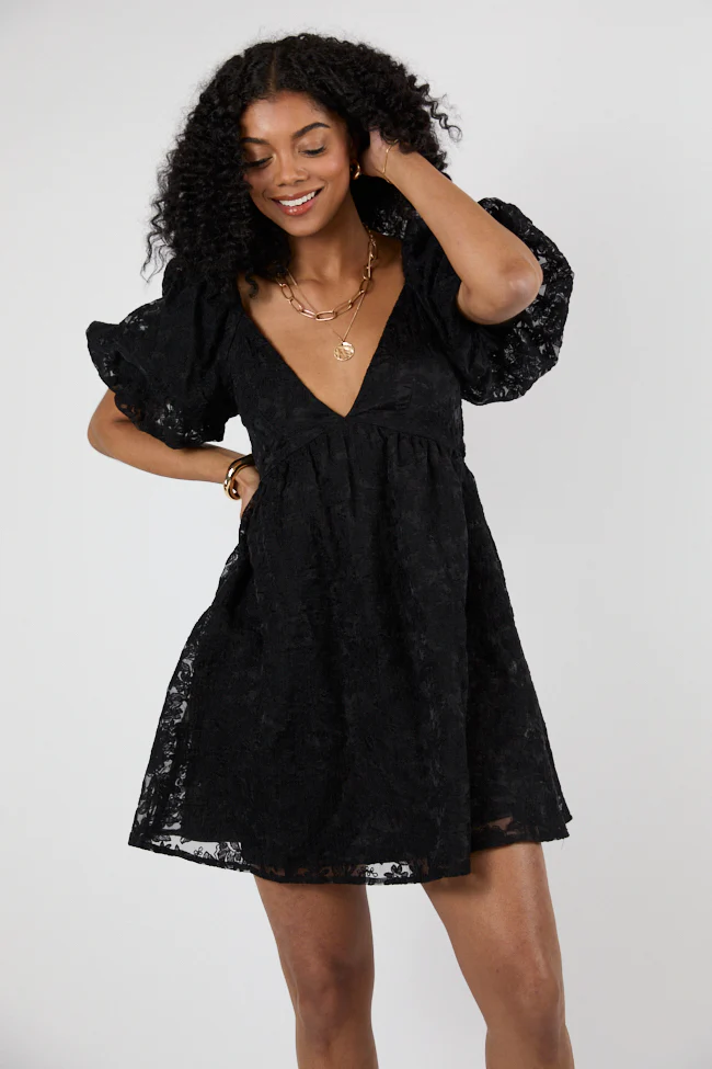 Midnight Muse Black Lace Babydoll Dress SALE - Terpint