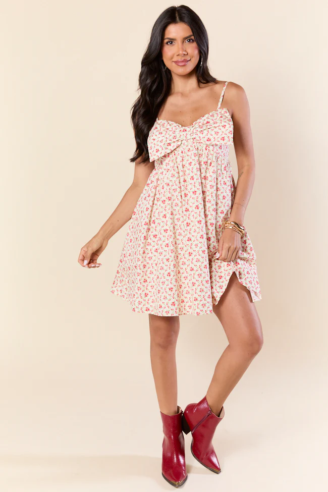 Tied Touch Floral Big Bow Mini Dress FINAL SALE - Terpint