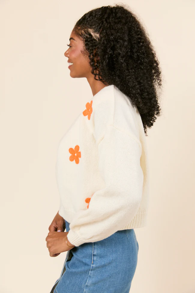 Dannie Cream and Orange Floral Cardigan - Terpint