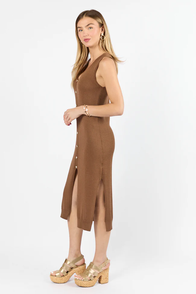Endless Coastline Chocolate Knit Sweater Dress FINAL SALE - Terpint