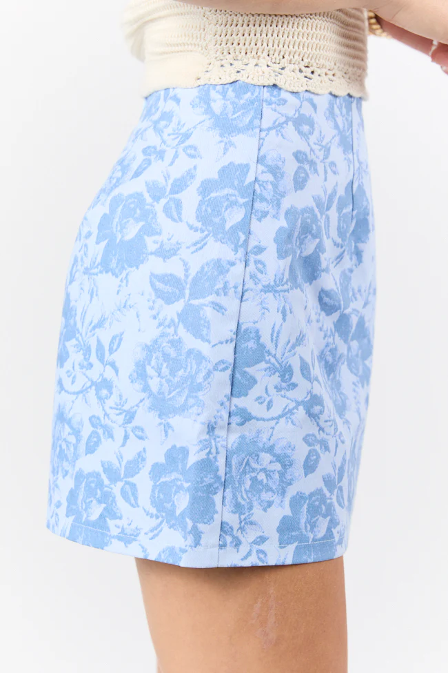 Believe Me Blue A-Line Floral Mini Skort FINAL SALE - Terpint