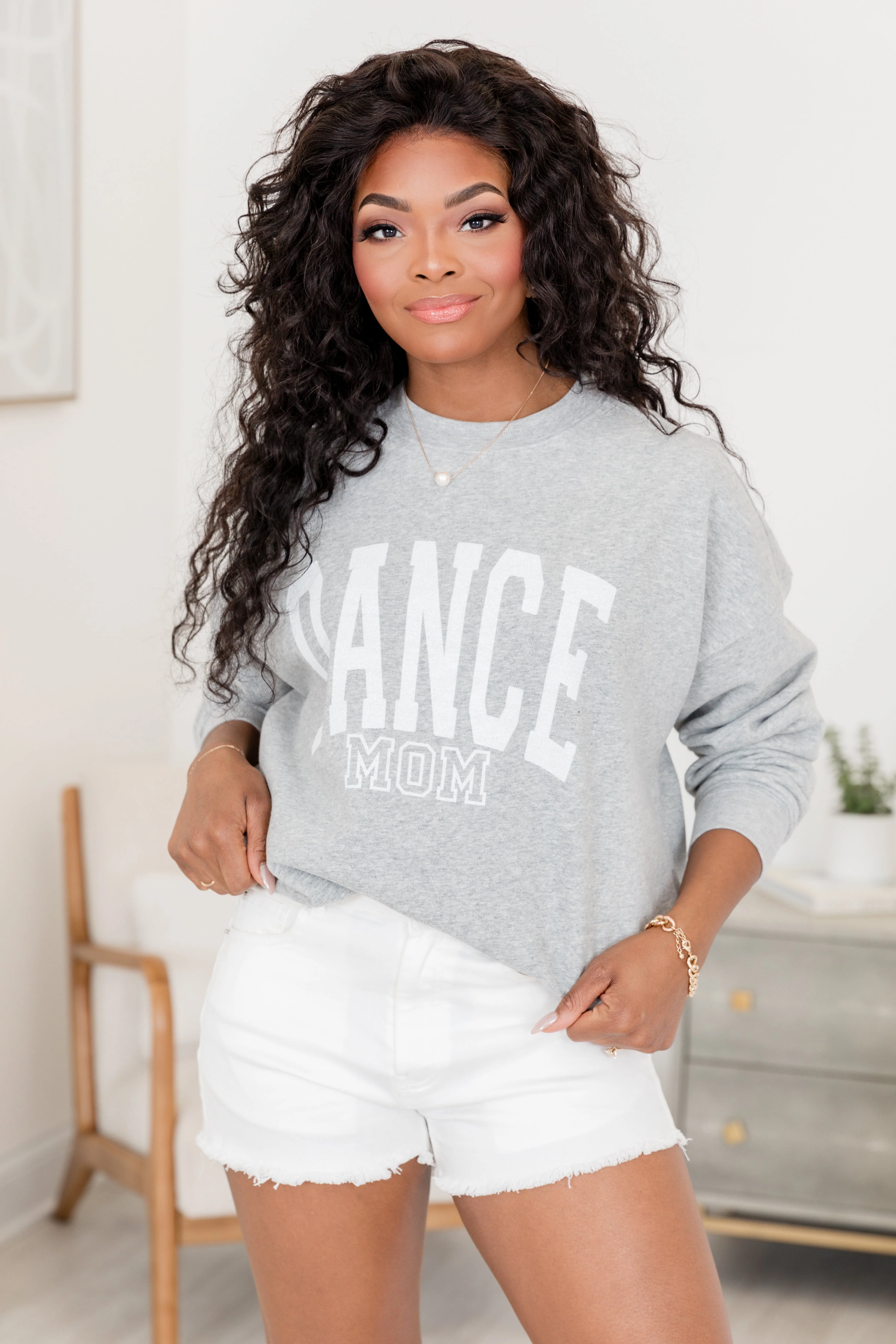 Dance Mom Block Light Grey Graphic Sweatshirt - Terpint