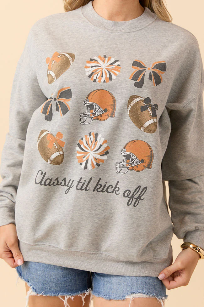 Football Icon Burnt Orange Light Grey Graphic Sweatshirt - Terpint