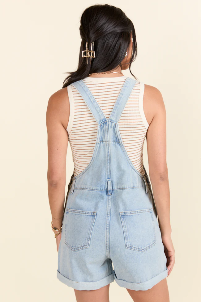 Amy Jo Medium Wash Distressed Cuffed Overalls - Terpint