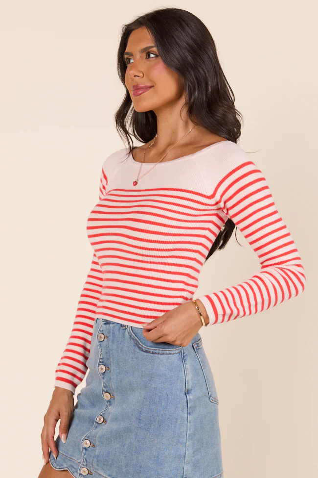 Emma Rose Long Sleeve Off Shoulder Striped Sweater - Terpint