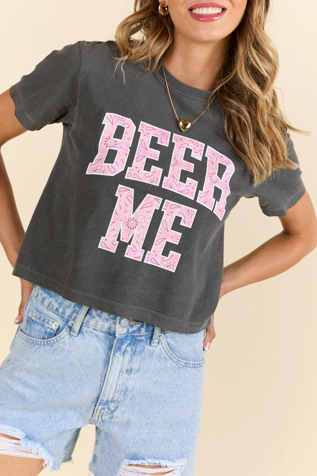 Beer Me Paisley Dark Grey Boxy Graphic Tee - Terpint