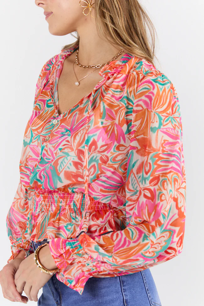 Take Me To The Tropics Multi Print Blouse With Cami Lining FINAL SALE - Terpint