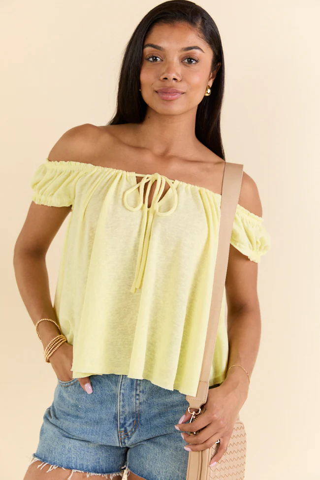 Minimal Essence Yellow Off To Shoulder Knit Top FINAL SALE - Terpint