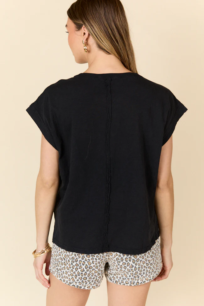 All Washed Up Black Knit Pocket Tee DOORBUSTER - Terpint